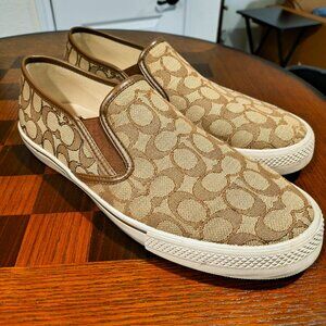 Coach Signature Slip-On Sneakers – Khaki/Tan